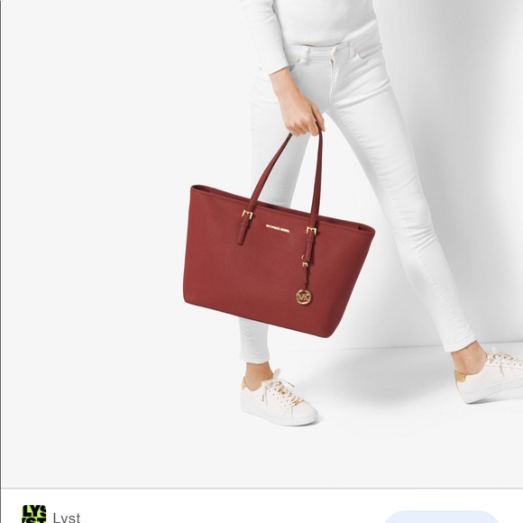 NWOT Michael Kors jet set seffiano medium tote dark brown / coffee brown - Picture 5 of 8